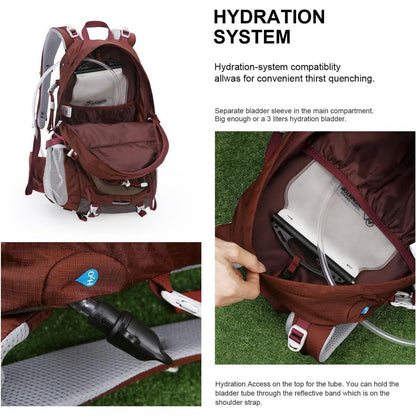 40L Wanderrucksack Granatrot - Trekking, Camping, Reisen