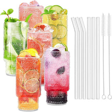 6er Set Cocktailgläser mit Strohhalmen und Reinigungsbürsten