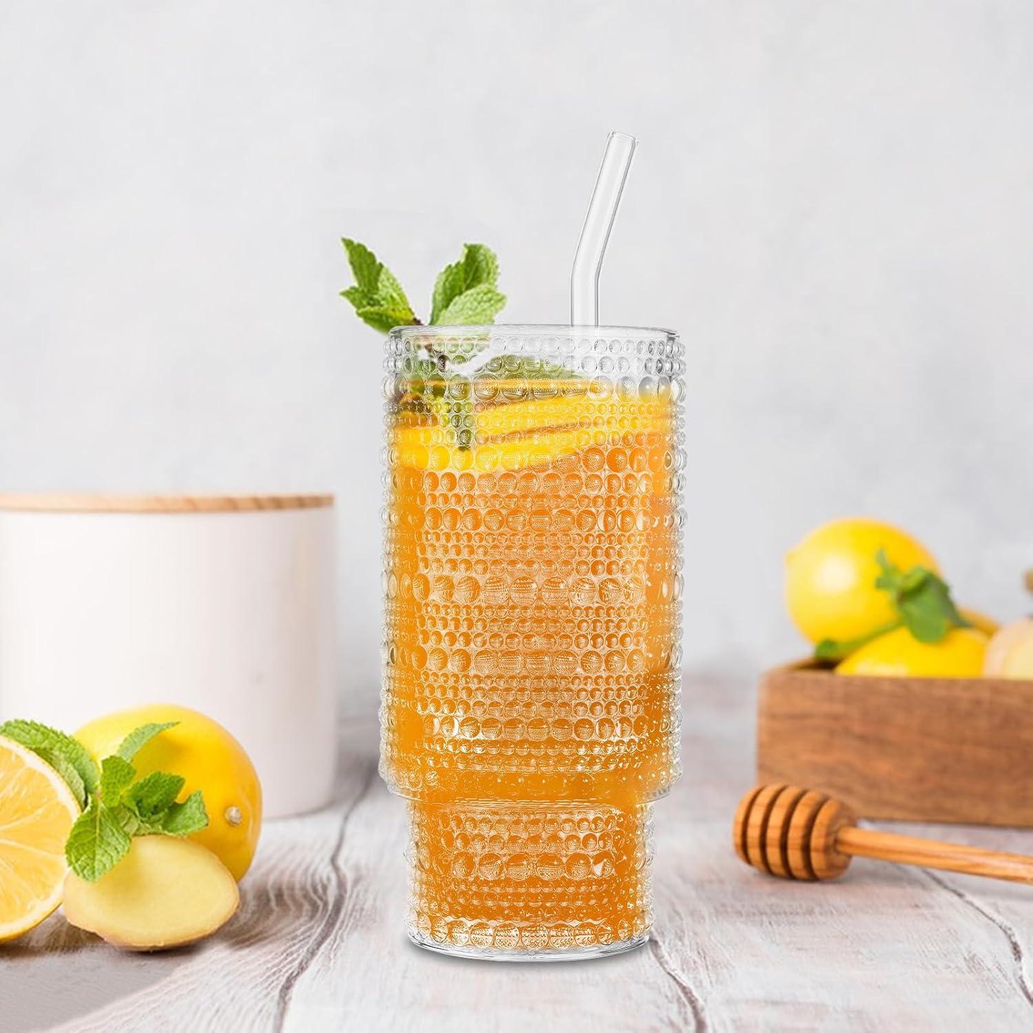 6er Set Cocktailgläser mit Strohhalmen und Reinigungsbürsten