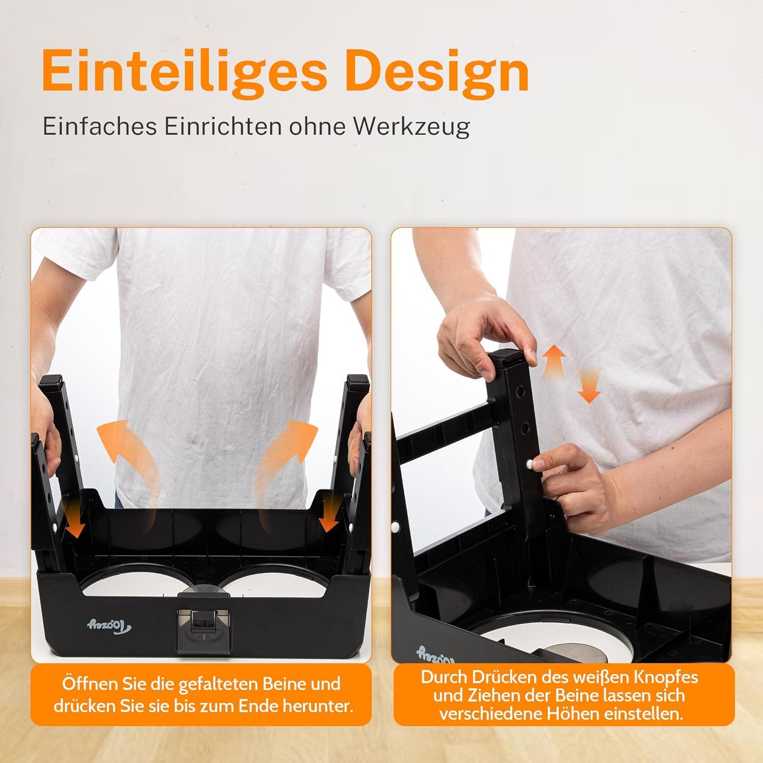 Hundenapf Erhöht 2L Extra Große 4-Stufiger Napfständer Schwarz