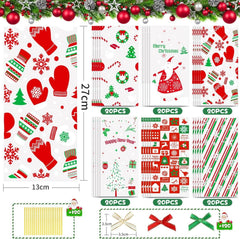 Weihnachts Plätzchentüten mit Bogenknoten - 120 Stück Kleine