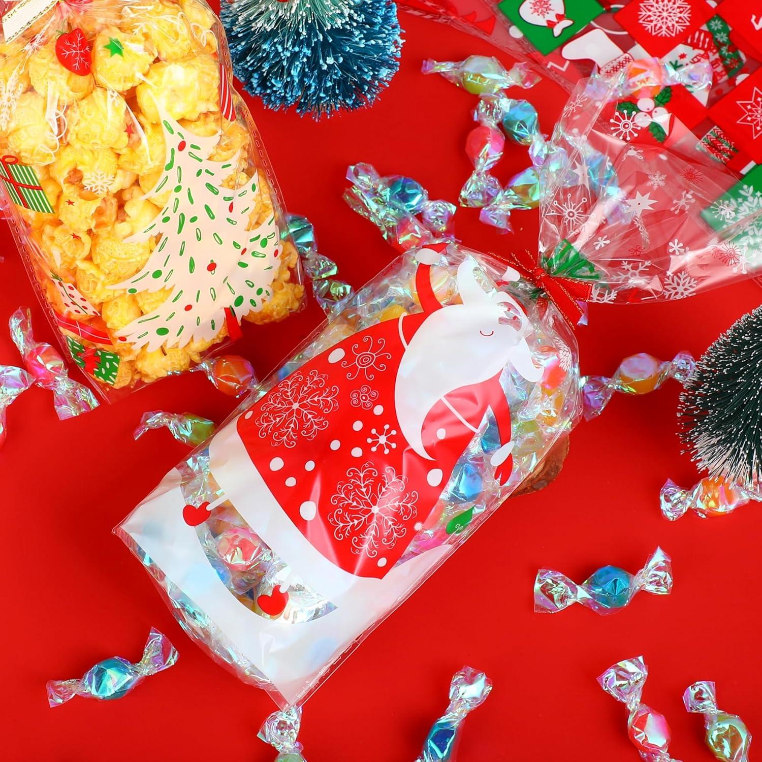 Weihnachtstüten Plätzchen 120pcs Bogenknoten Durchsichtig