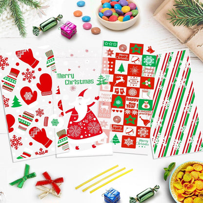 Weihnachtstüten mit Bogenknoten - 120 Stk. Transparent Plätzchentüten