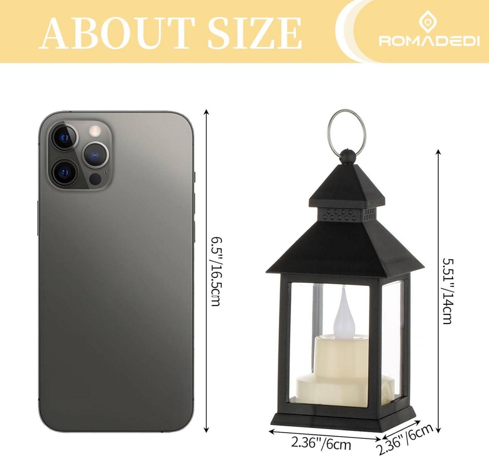 Laterne Schwarz Mini LED Metall 10er Set für Tischdeko Halloween