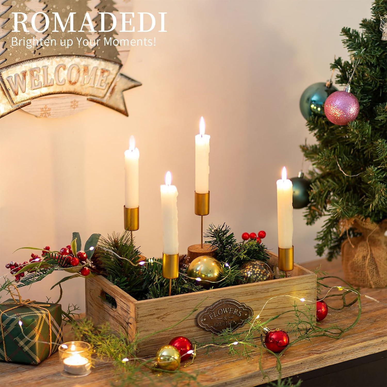 Romadedi Adventskranz Kerzenhalter Gold - 4er Set Stabkerzenhalter