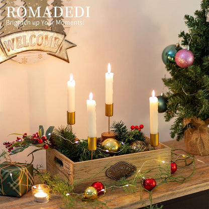 Romadedi Adventskranz Kerzenhalter Gold - 4er Set Stabkerzenhalter