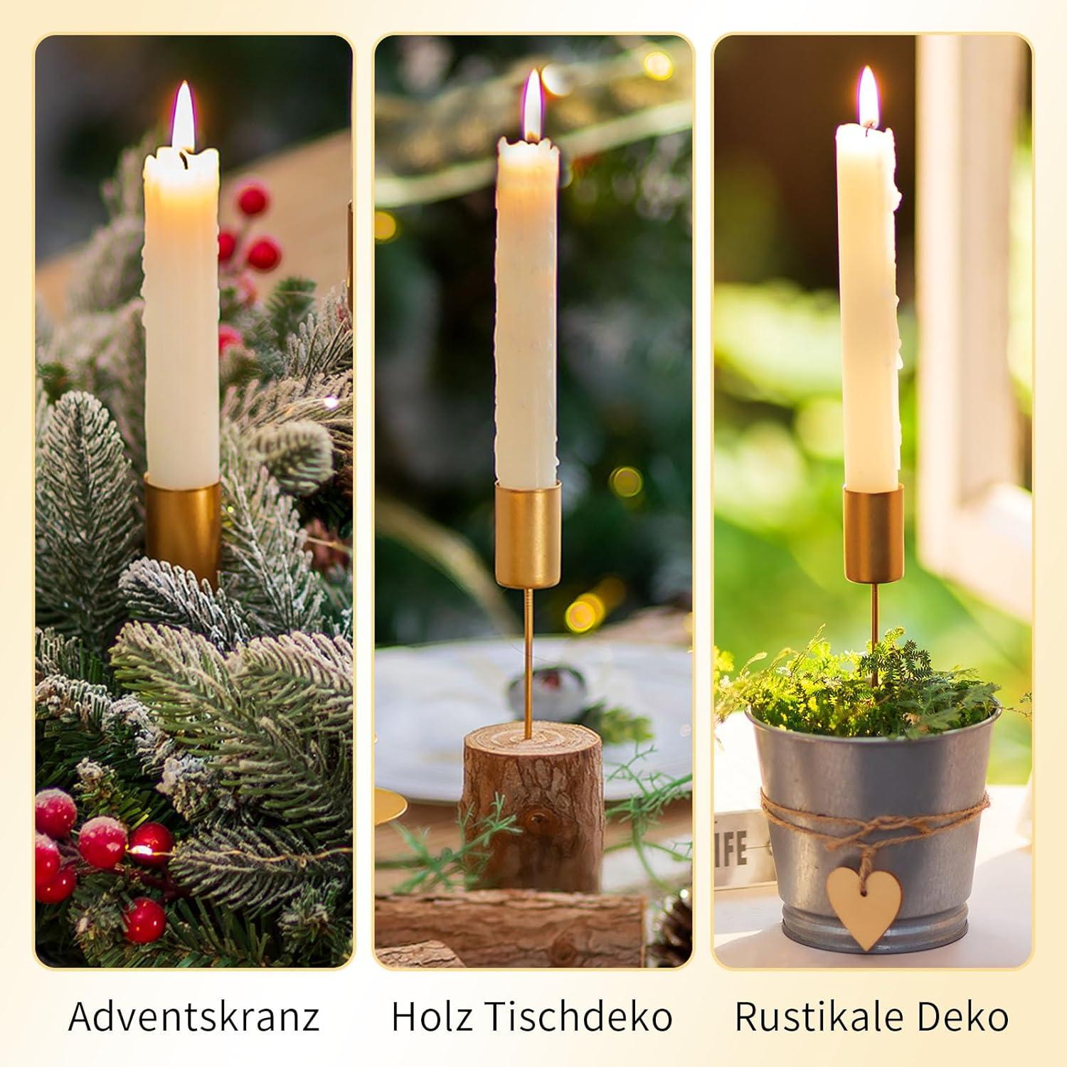 Kerzenhalter Adventskranz Gold 4er Set Stabkerzenhalter Metall