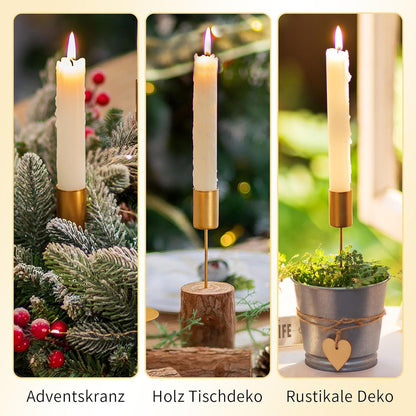 Kerzenhalter Adventskranz Gold 4er Set Stabkerzenhalter Metall
