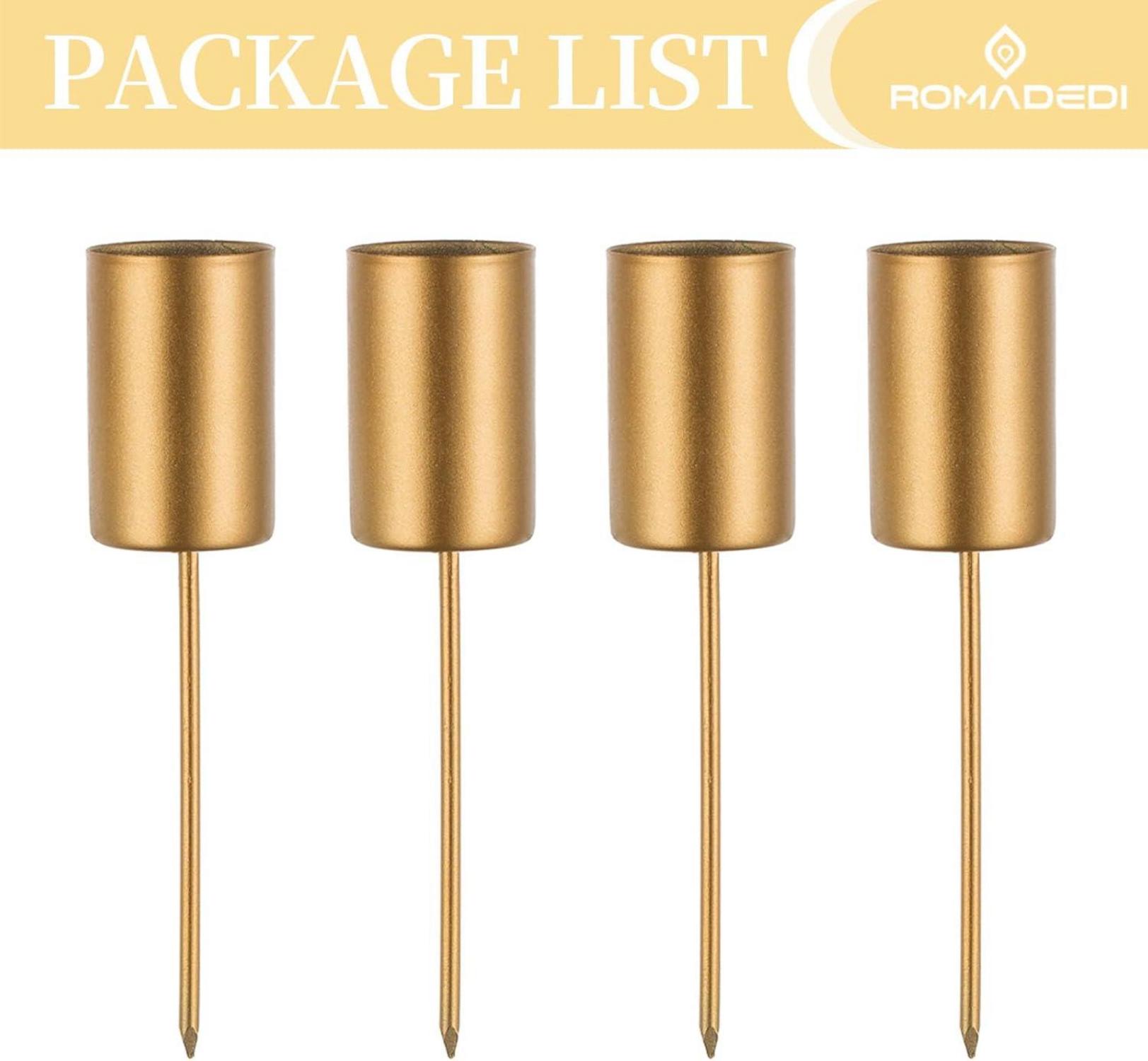 Adventskranz Kerzenhalter Set Gold für Stabkerzen - 4er Stabkerzenhalter Metall
