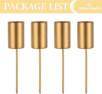 Adventskranz Kerzenhalter Set Gold für Stabkerzen - 4er Stabkerzenhalter Metall