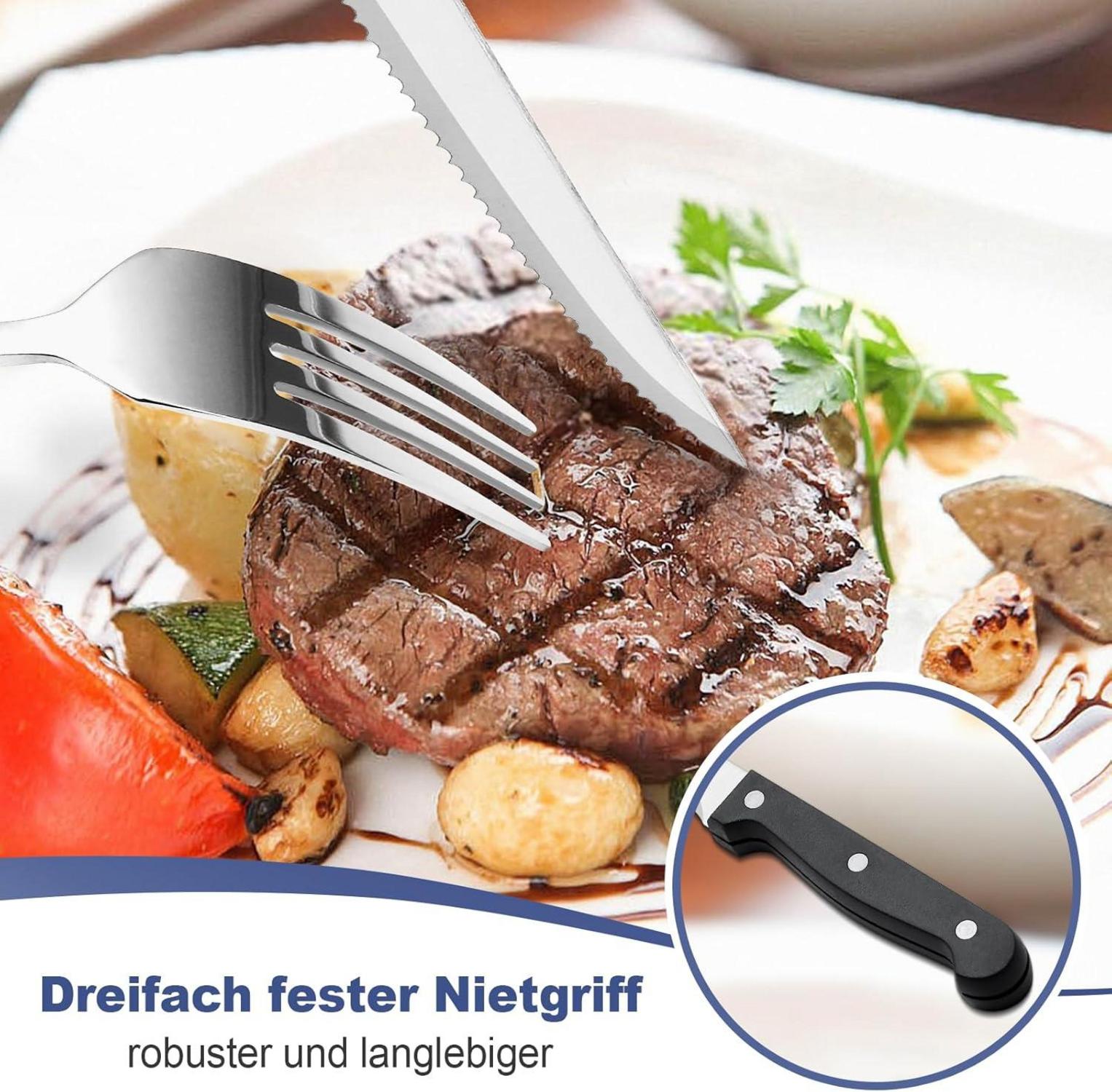 Bastwe 72-teiliges Edelstahl Besteckset für 12 Personen mit Steakmessern