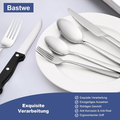 72-teiliges Edelstahl Besteckset für 12 Personen mit Steakmessern