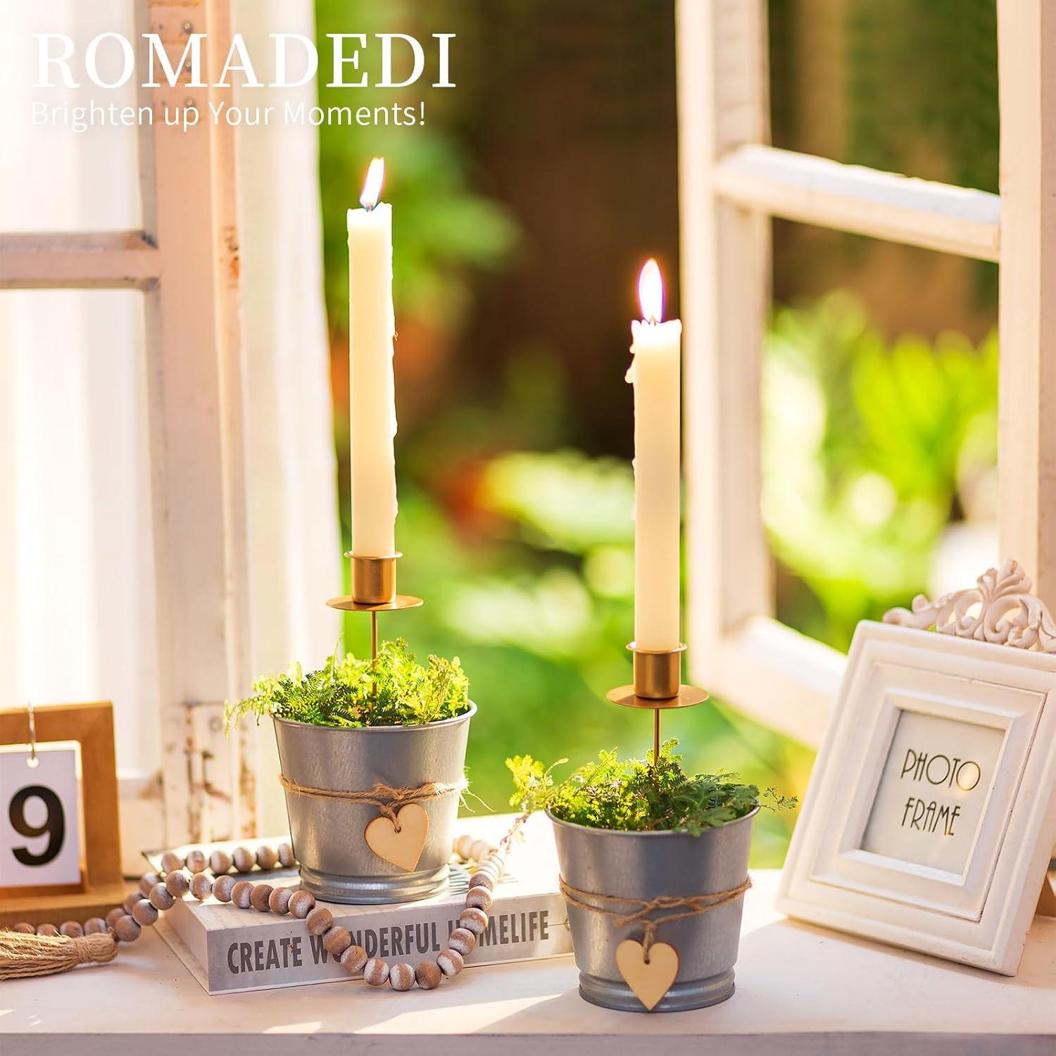 Romadedi Kerzenhalter Adventskranz Gold für Stabkerzen - 4er Set