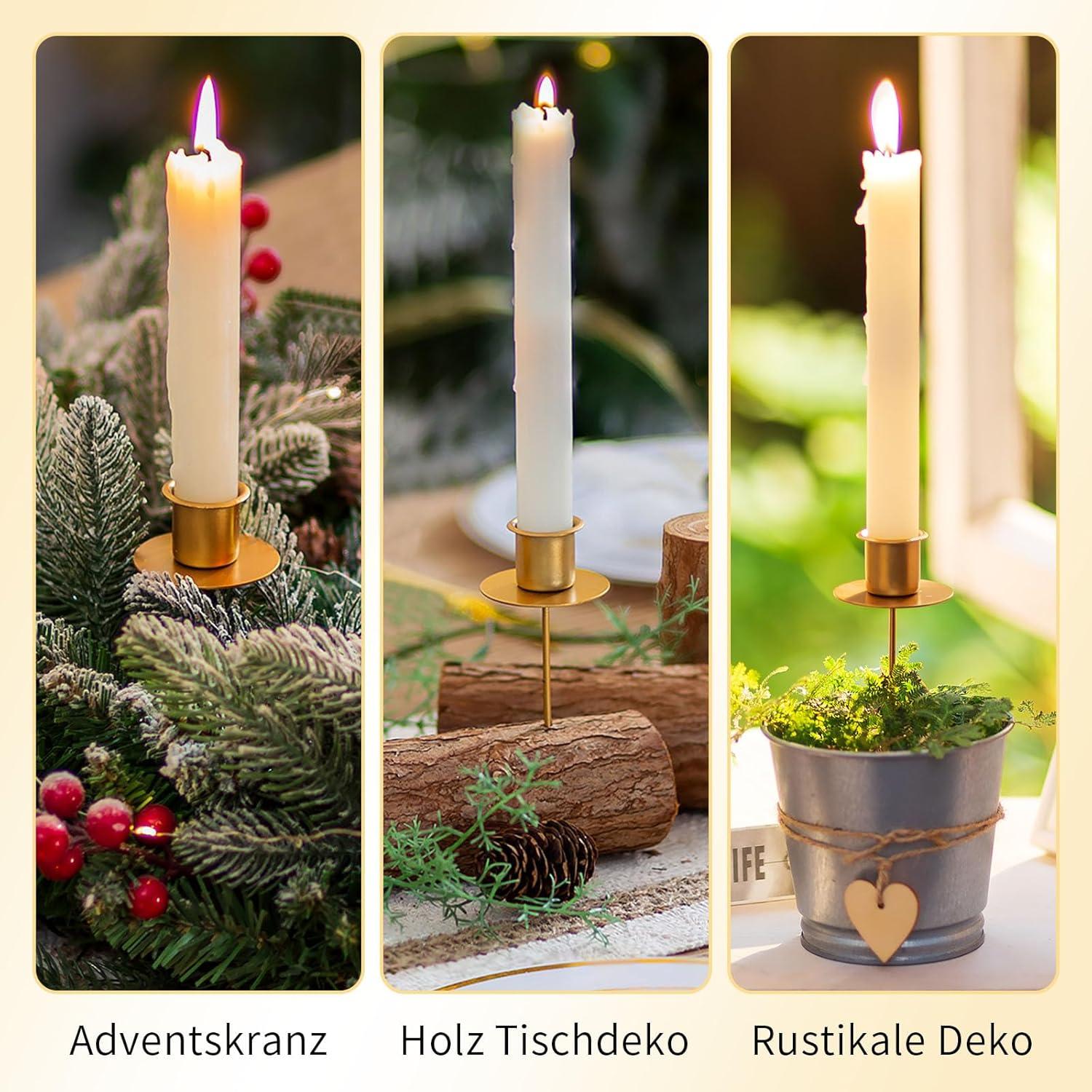 Adventskranz Kerzenhalter Gold 4 Stabkerzen Metall Weihnachten Deko
