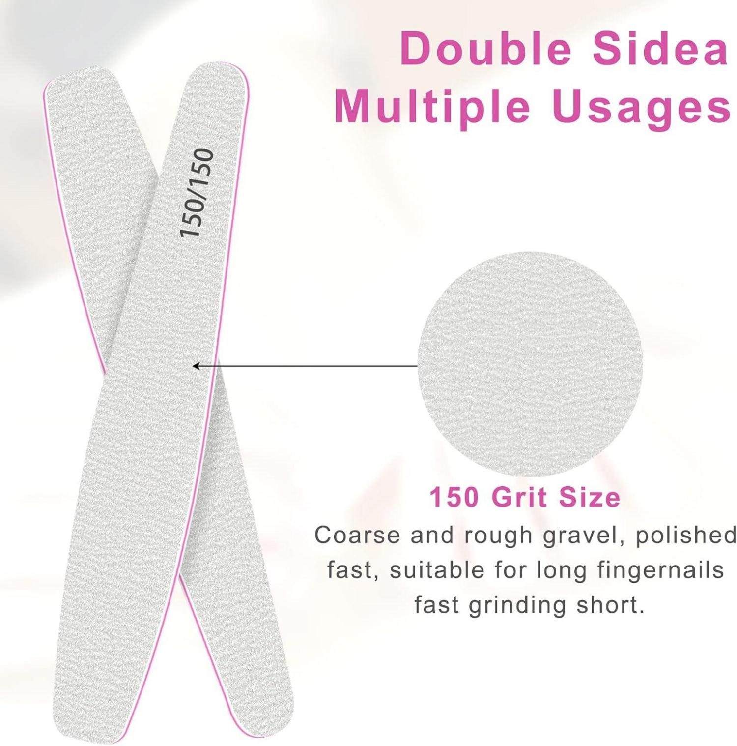 Nagelfeile Set 12 Stück Profi Doppelseitige 150/150 für Gelnägel
