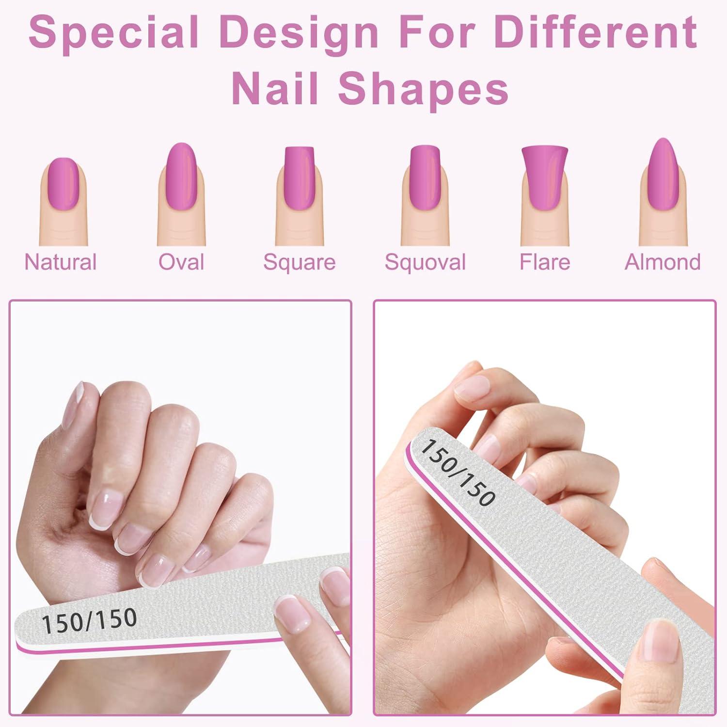 12er Set Profi Nagelfeilen 150/150 für Gelnägel & Acrylnägel, Form
