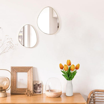 Künstliche Tulpen Blumen Real Touch mit Keramikvase 30 cm Orange