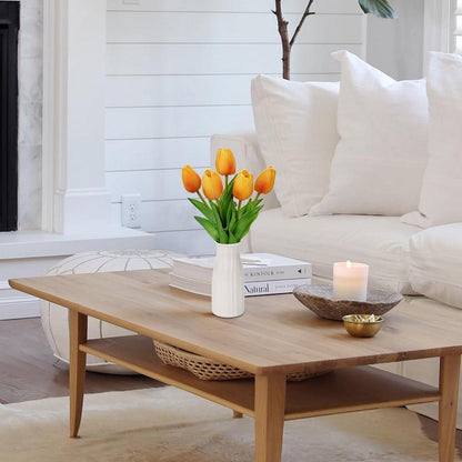 Künstliche Tulpen Blumen Orange 30cm Real Touch Vase Keramik