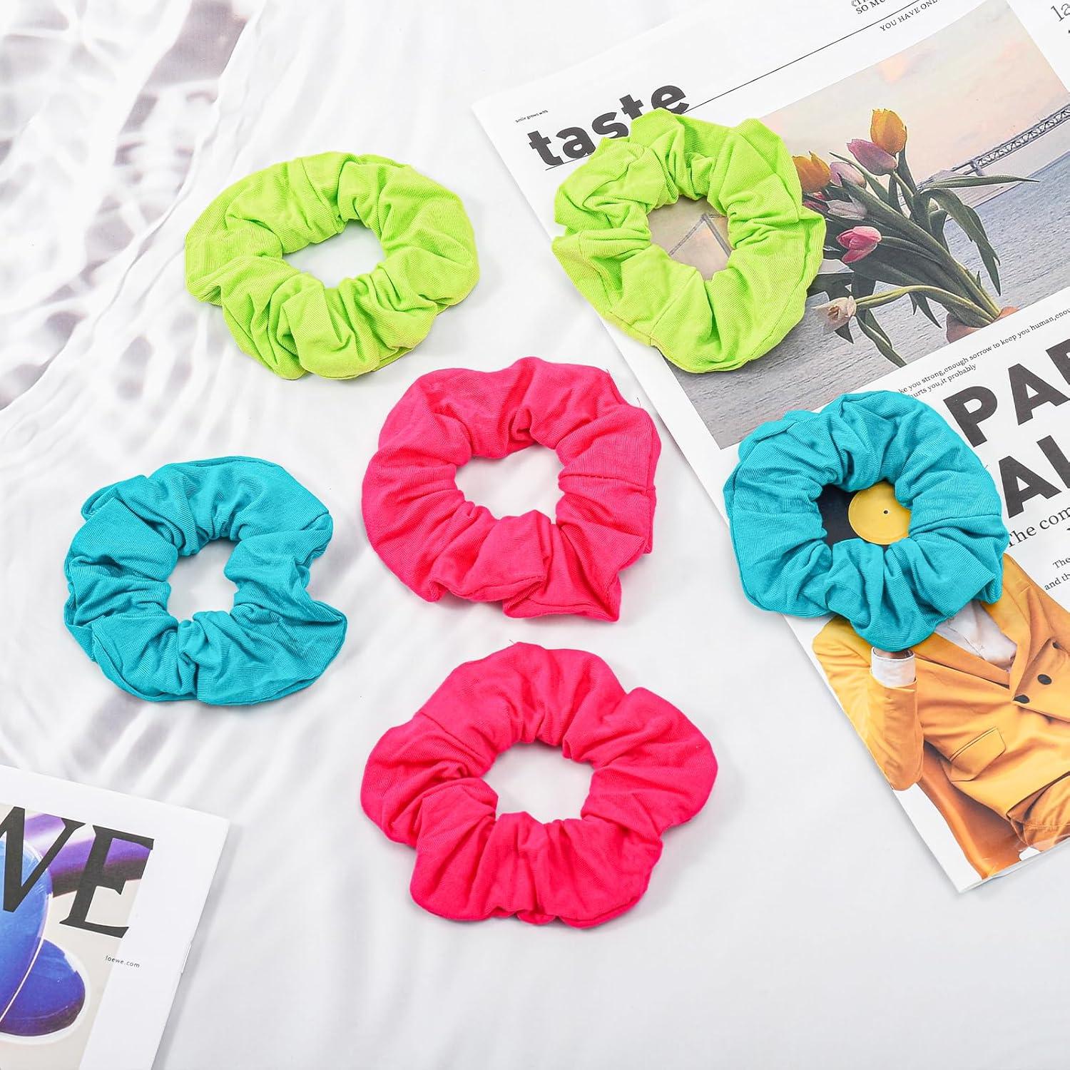 6 Stück Baumwolle Haargummis Scrunchies Damen Mädchen Haarschmuck 6