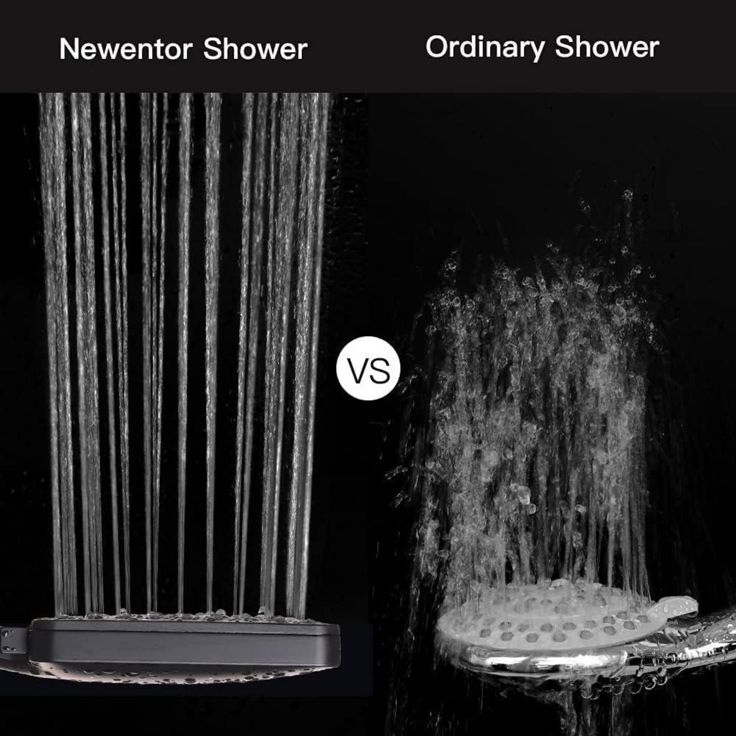 Newentor Duschkopf Massage Regendusche 6 Strahlarten Handbrause Schwarz