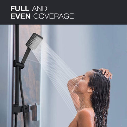Newentor Duschkopf Schwarz mit Schlauch Massage Regendusche 6 Strahlarten