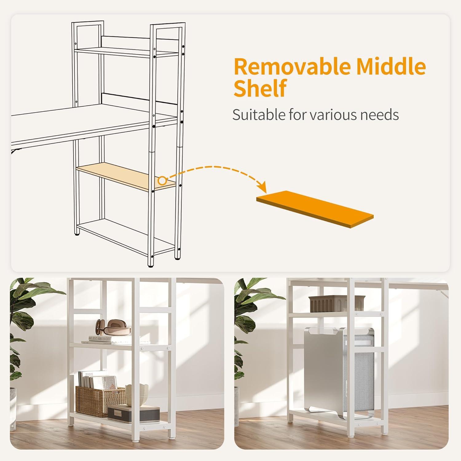 CubiCubi 120x60cm Schreibtisch mit Regal für Büro und Wohnzimmer in