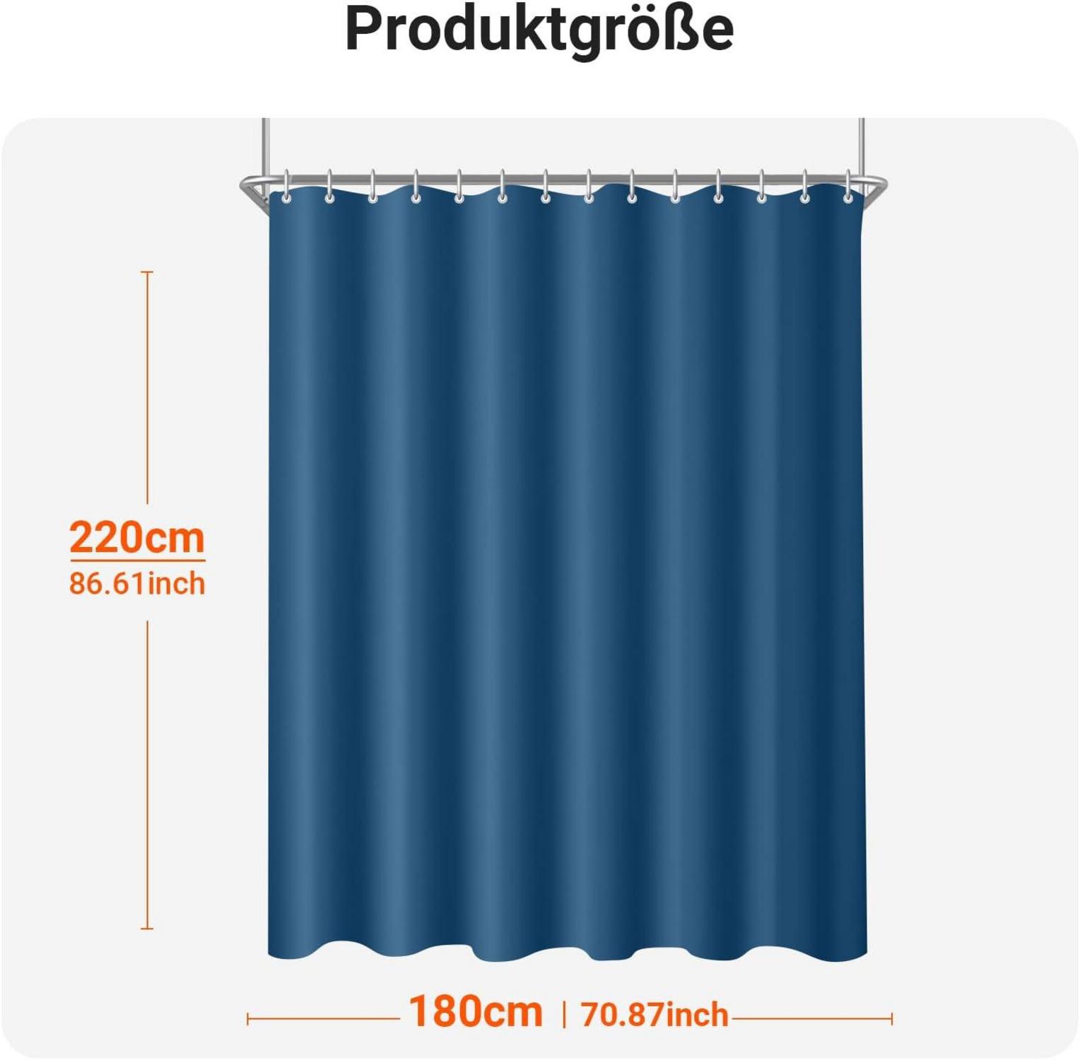 Duschvorhang 180x220cm Antischimmel Dunkelblau Wasserabweisend mit