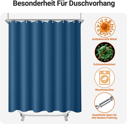 Duschvorhang 180x220cm Dunkelblau Wasserabweisend Antischimmel Polyester Stoff