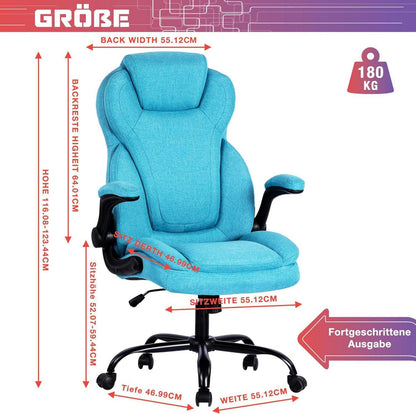 Ergonomischer Bürostuhl mit hoher Rückenlehne und belastbar bis 180KG
