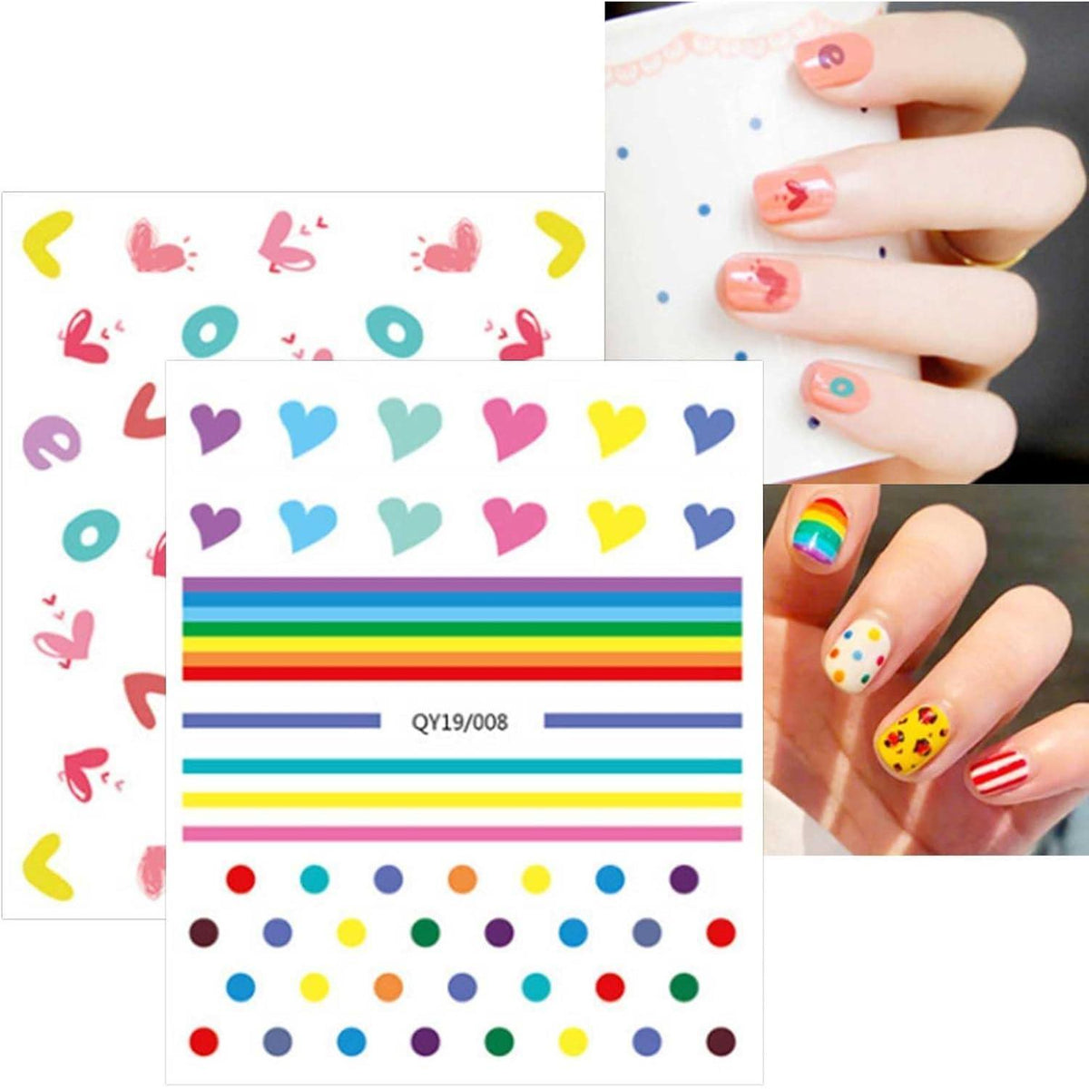 Nagelsticker für Kinder – Regenbogen Blumen Frucht Design