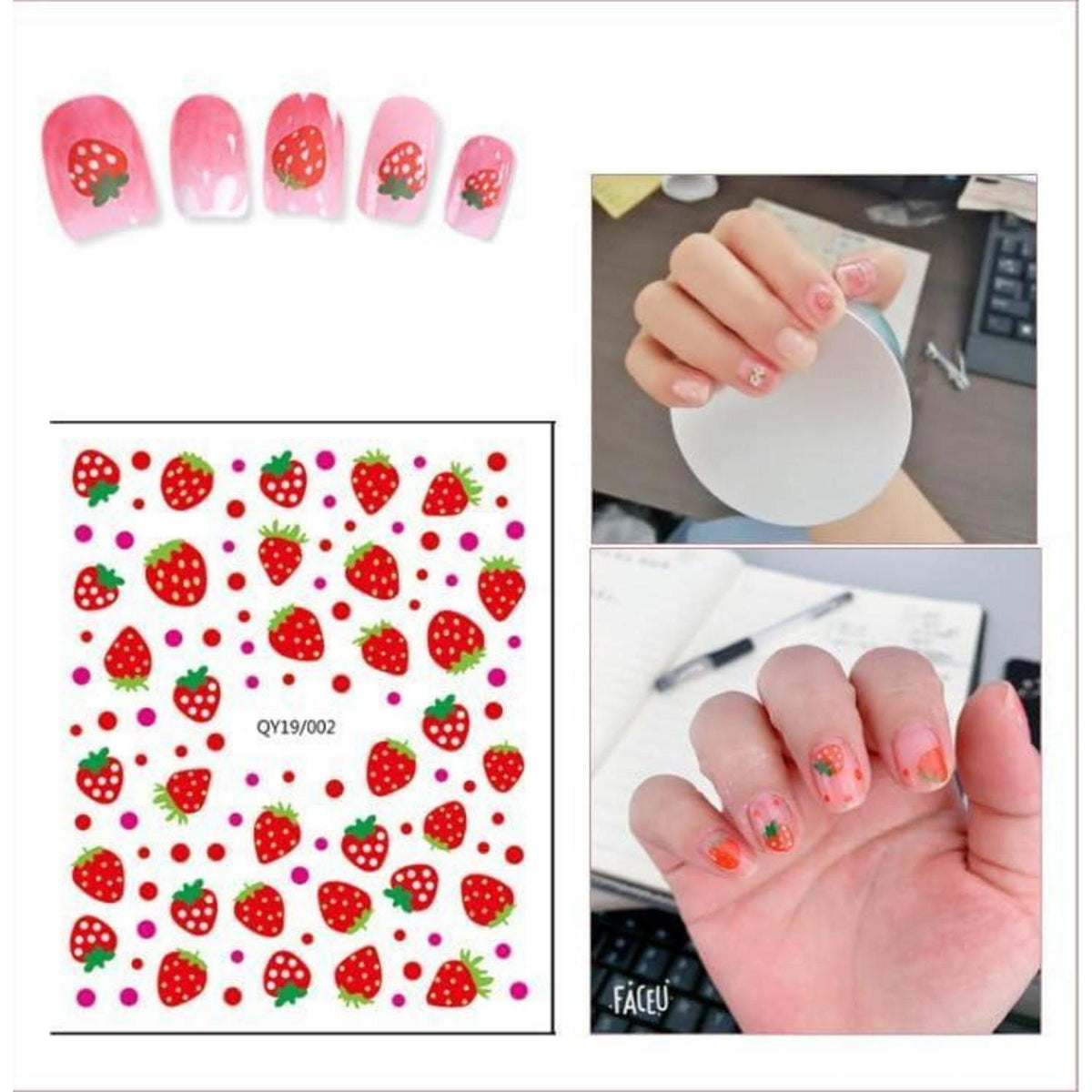 Nagelsticker für Kinder – Regenbogen Blumen Frucht Design
