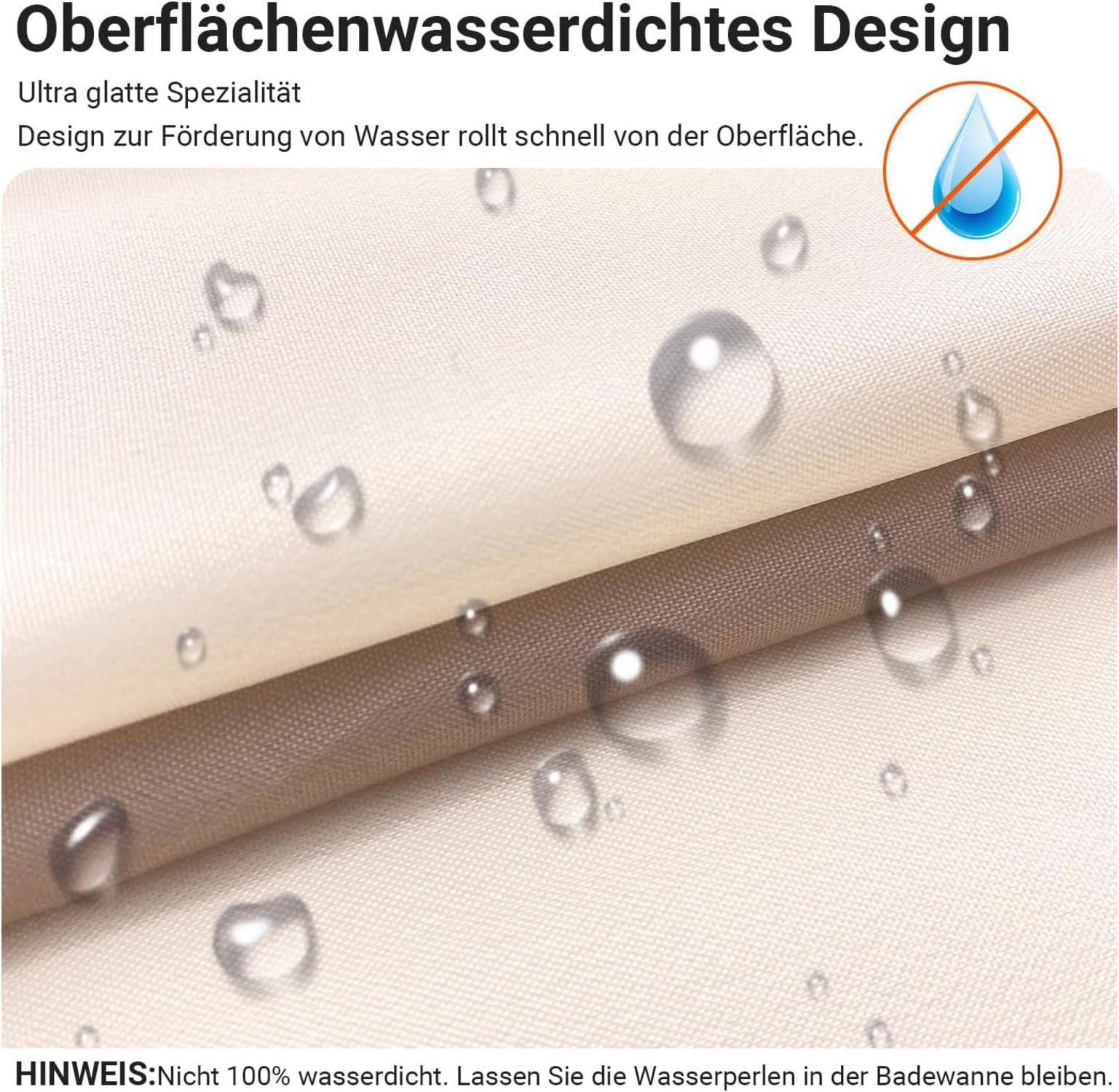 Duschvorhang 180x180cm Beige Streifen Wasserabweisend Textil