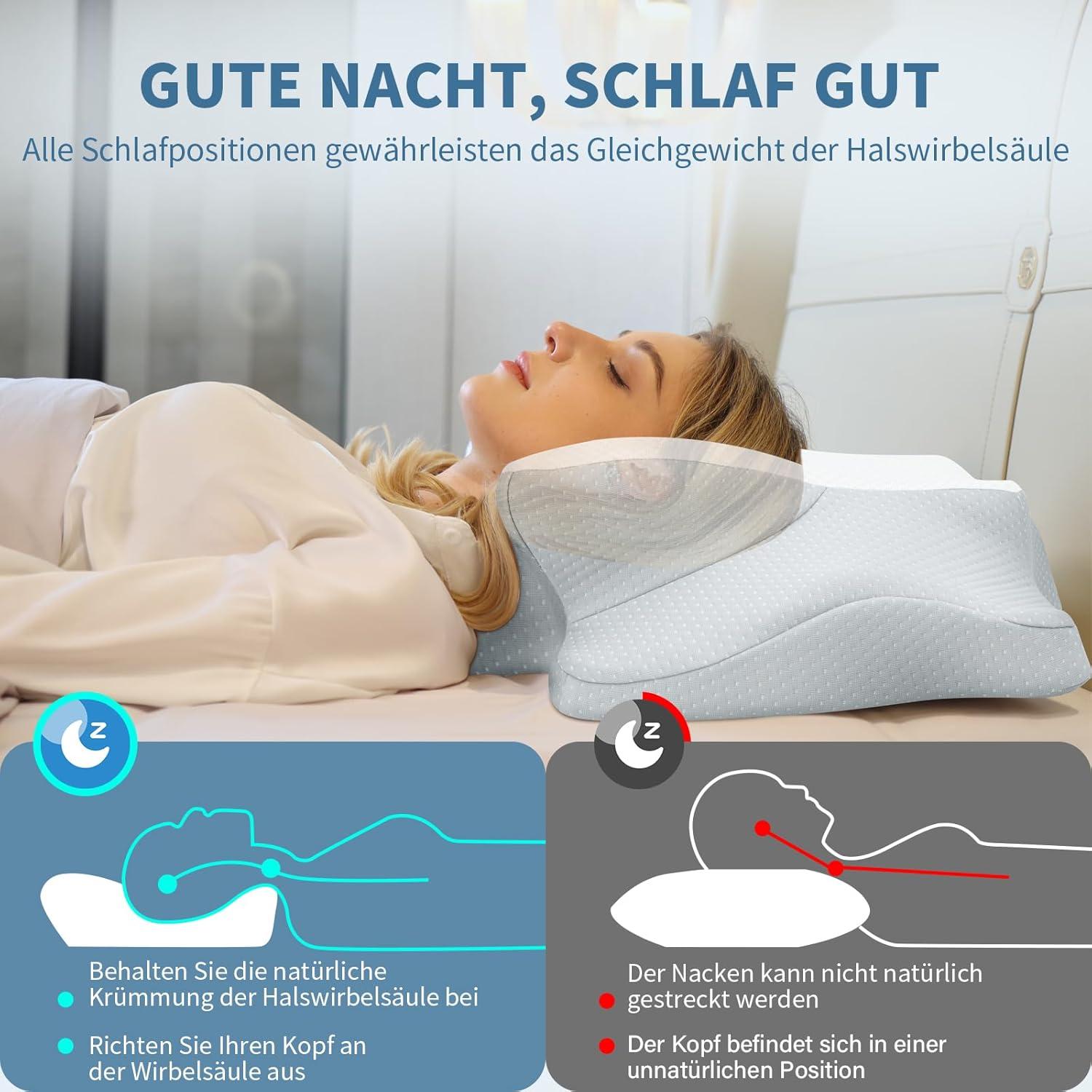 Orthopädisches Memory Foam Nackenkissen mit Eisseide Bezug
