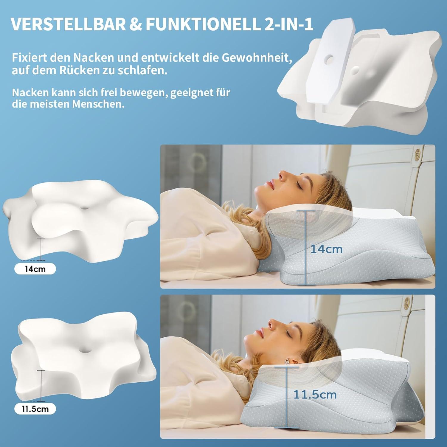 Orthopädisches Nackenkissen Memory Foam mit Eisseide Bezug