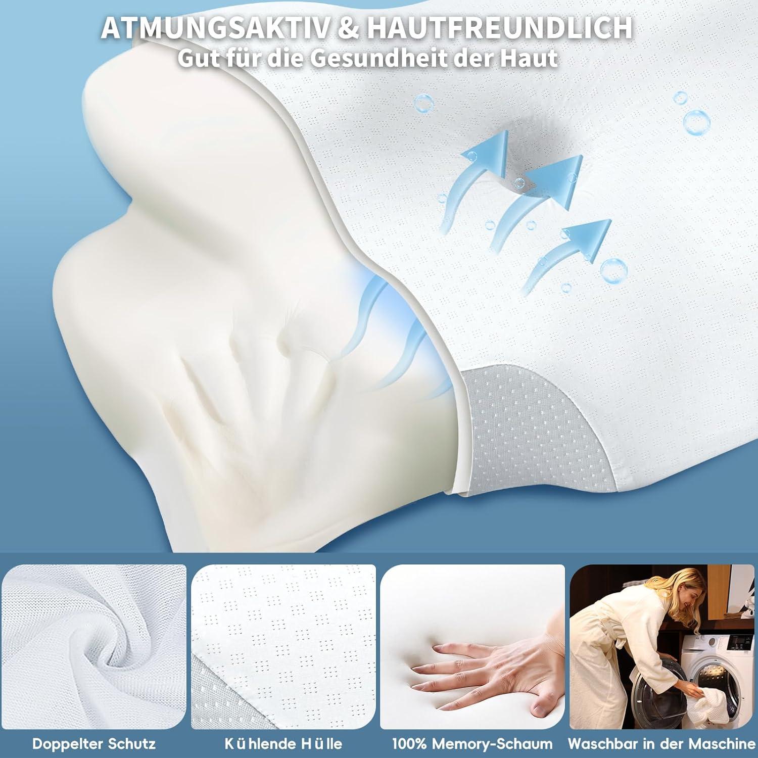 Nackenkissen Memory Foam Orthopädisches Kopfkissen für Seiten