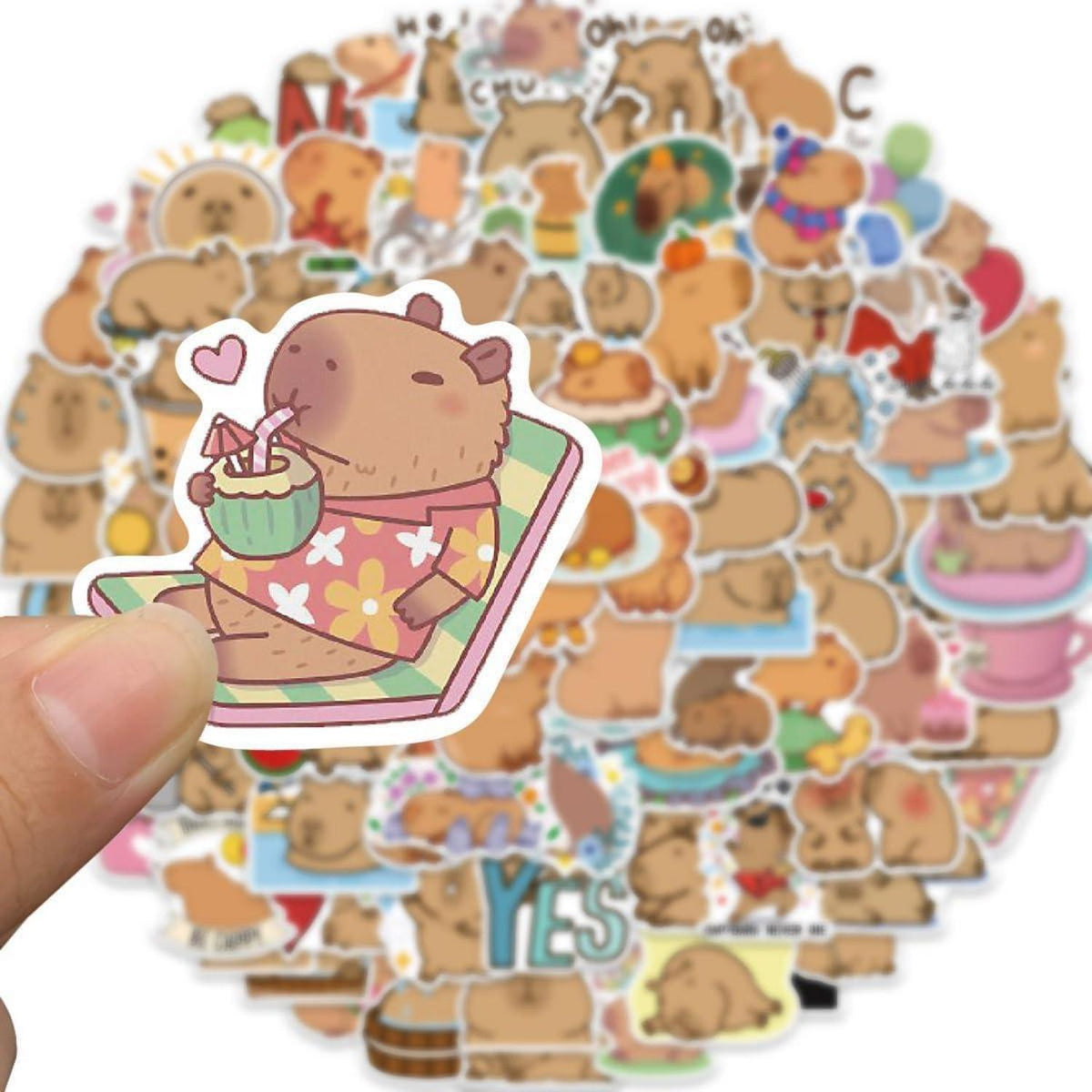 Wasserdelfin & Capybara Sticker Set – 100 Aufkleber für Laptop & Co.