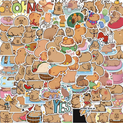 Wasserdelfin & Capybara Sticker Set – 100 Aufkleber für Laptop & Co.