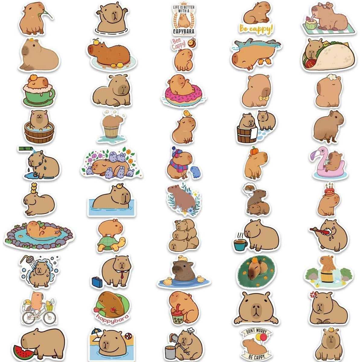 Wasserdelfin & Capybara Sticker Set – 100 Aufkleber für Laptop & Co.
