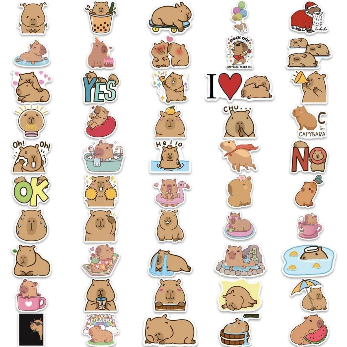 Wasserdelfin & Capybara Sticker Set – 100 Aufkleber für Laptop & Co.