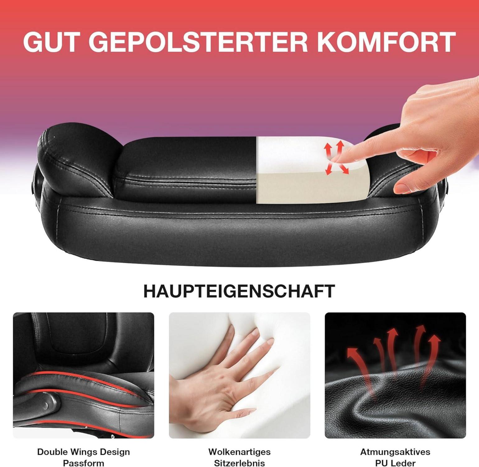 Fantasylab Bürostuhl PU-Leder 180KG belastbarkeit hohe Rückenlehne breiter Sitz Blau
