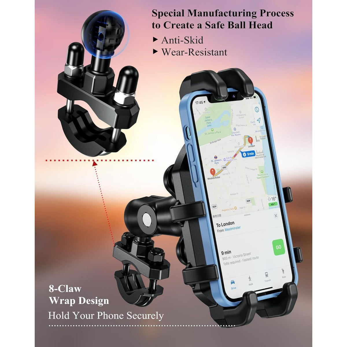 Motorrad Handyhalterung mit Vibrationsdämpfer & Anti-Shake