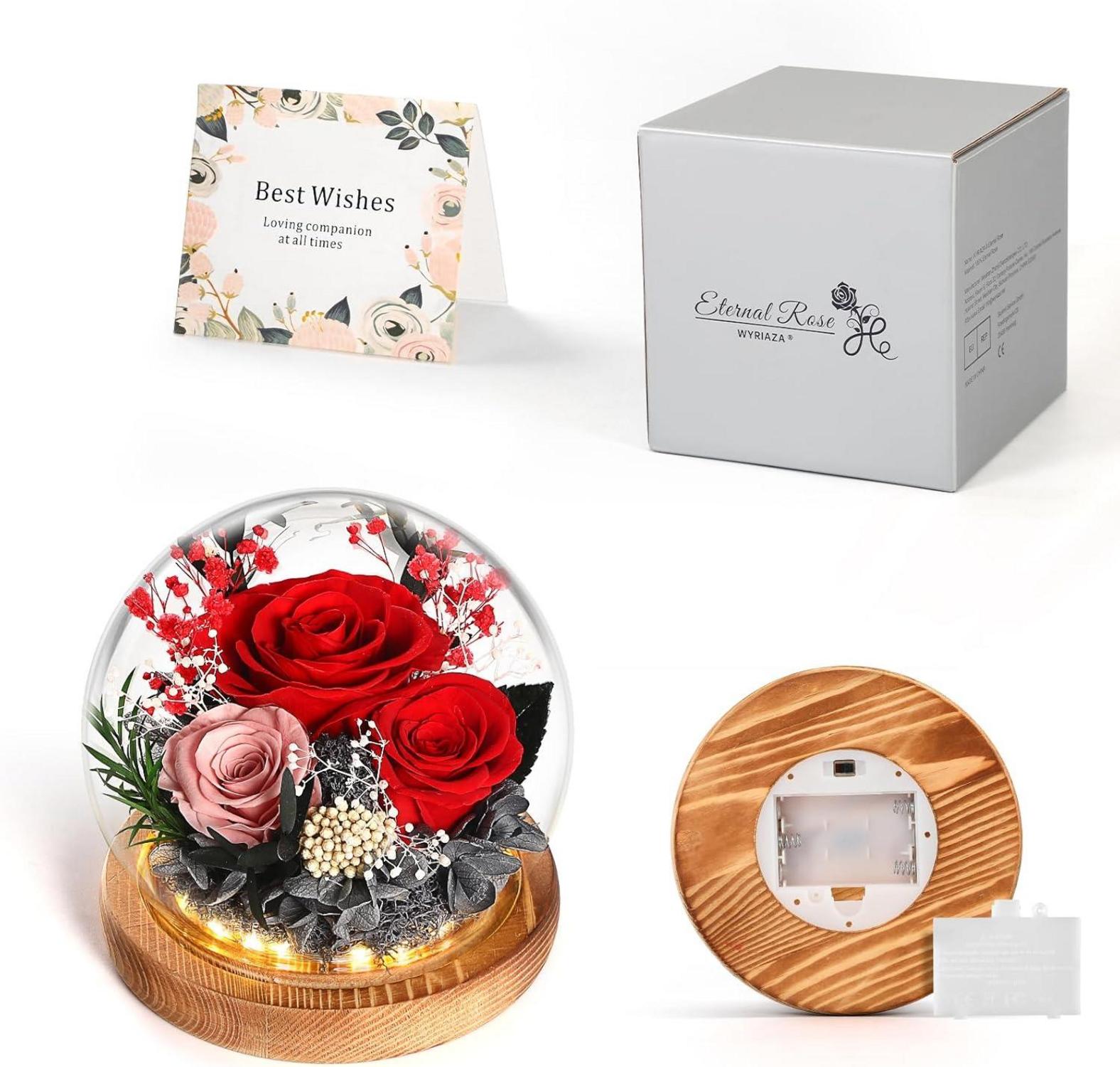 Ewige Rose Glas Infinity LED Licht Rote Blume Geschenke Mama Freundin