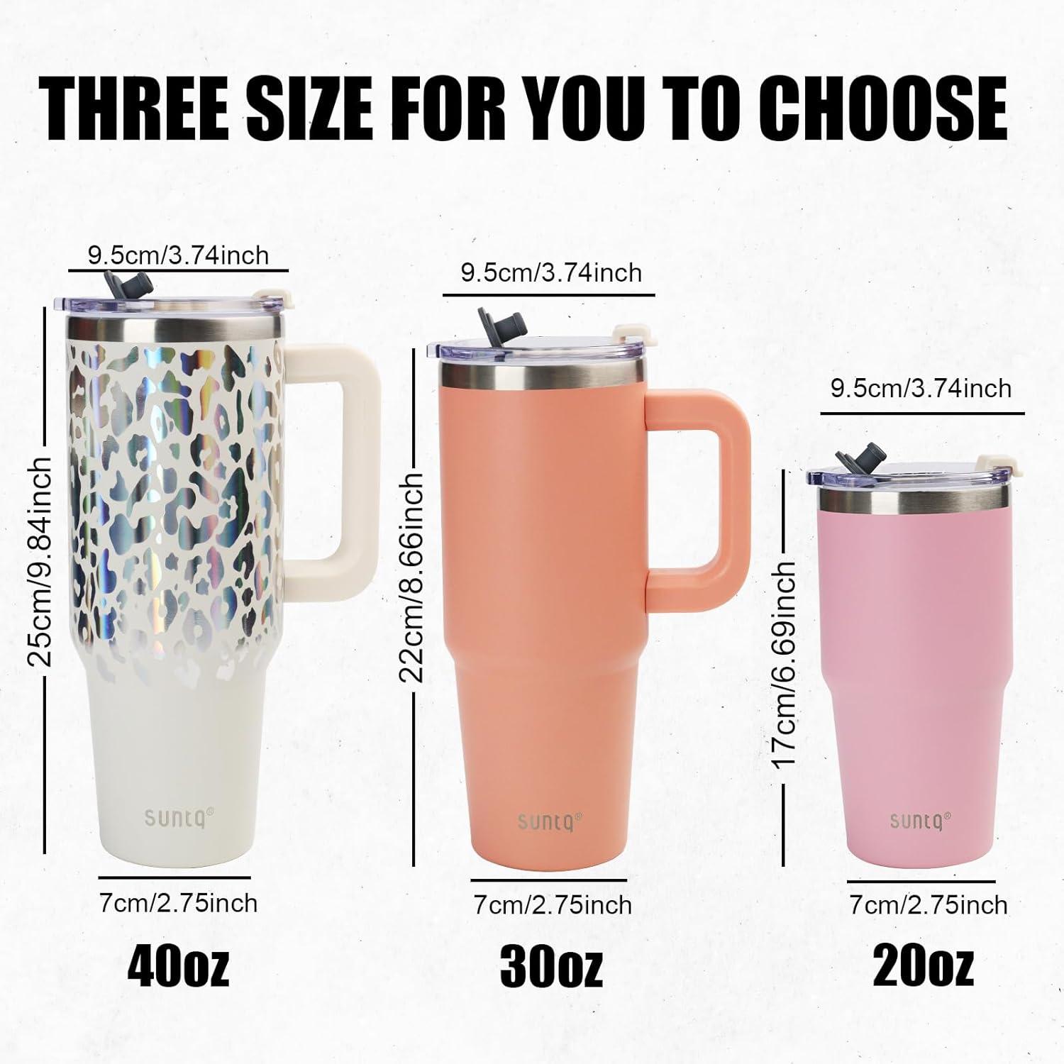SUNTQ 30oz Wasserflasche mit Strohhalm und Deckel, Rosa-Thermotasse