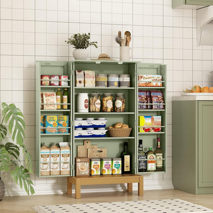 Grüner Mehrzweckschrank mit goldenen Akzenten & verstellbarem Regal