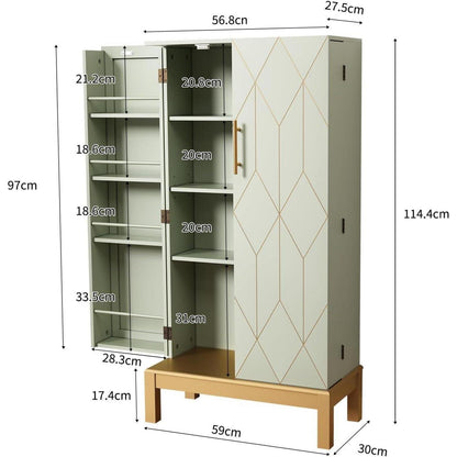 Grüner Mehrzweckschrank mit goldenen Akzenten & verstellbarem Regal