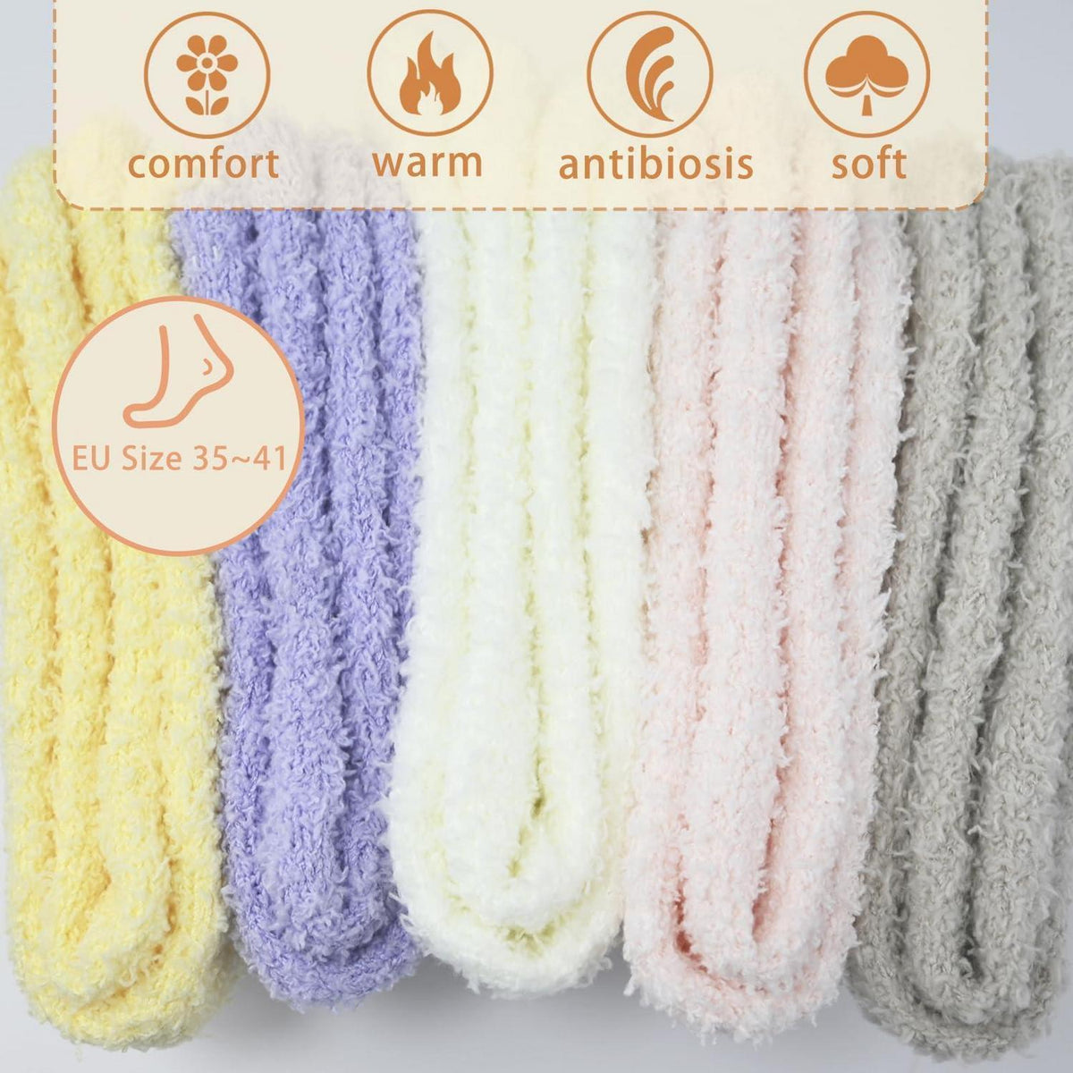 Flauschige Kuschelsocken Damen - 5 Paar Warme Wintersocken