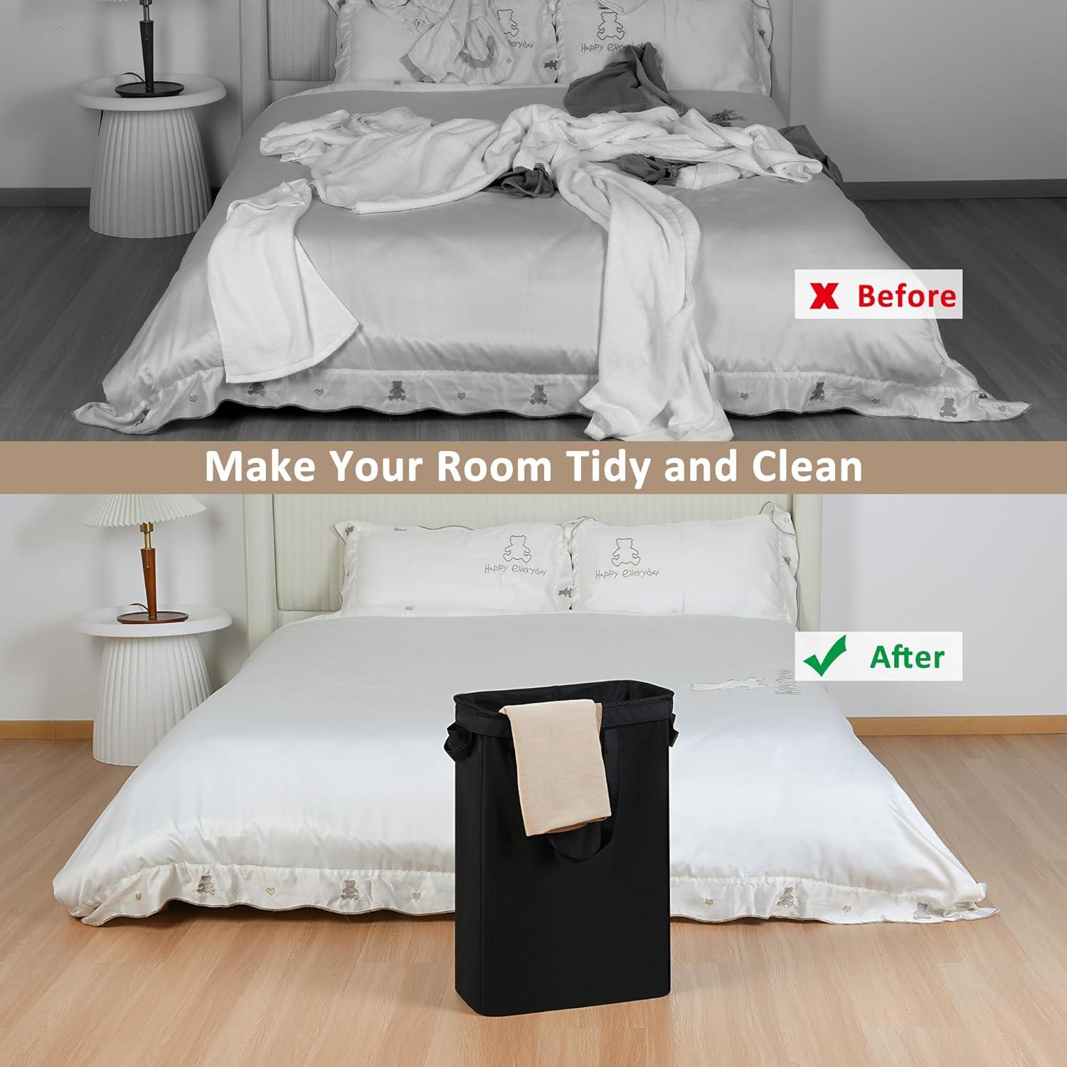 Faltbarer Wäschekorb 50l Oxford-Stoff Schwarz Griffe