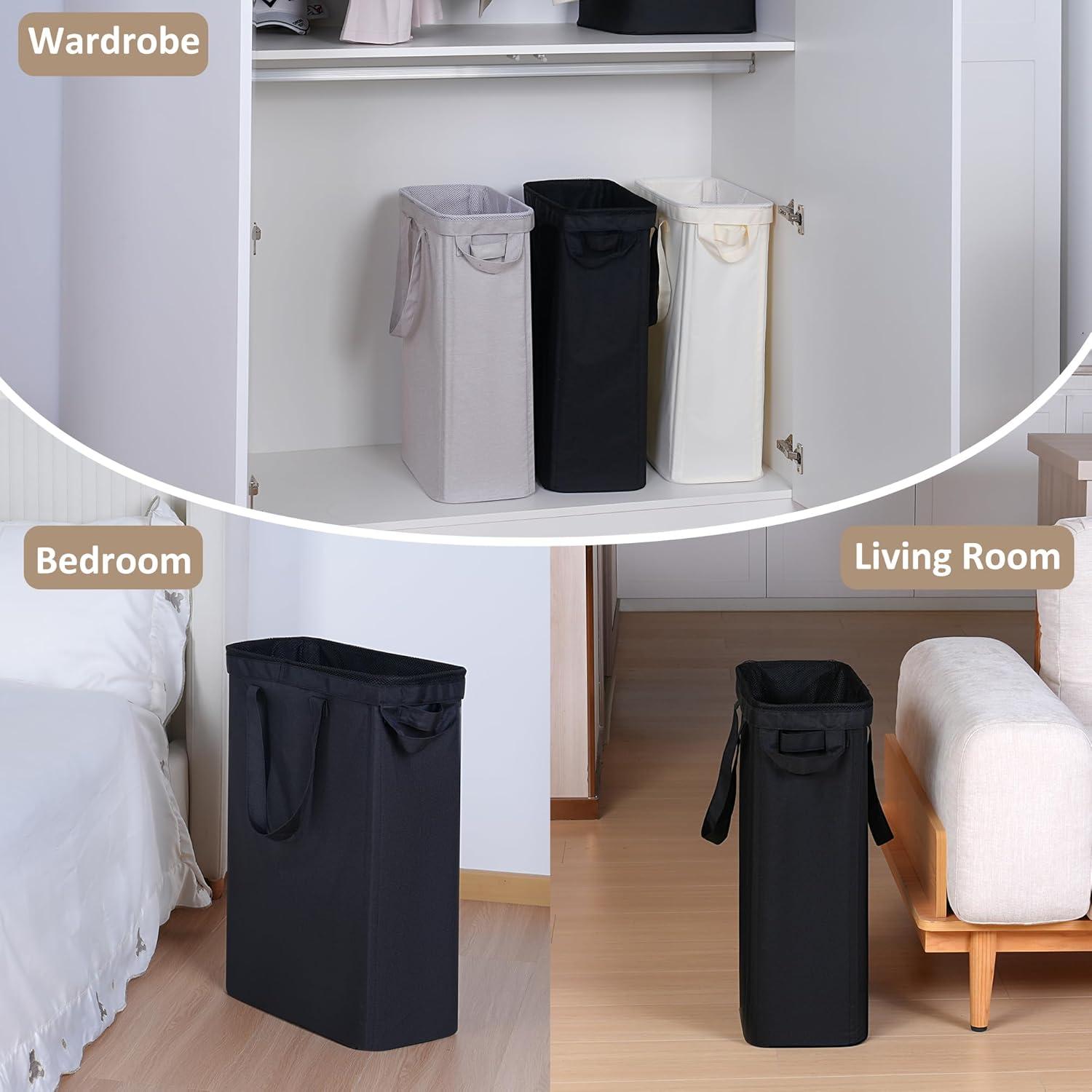 Faltbarer Wäschekorb 50l Oxford-Stoff Griffen schwarz