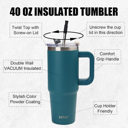 40oz Edelstahl Tumbler Wasserflasche mit Strohhalm und