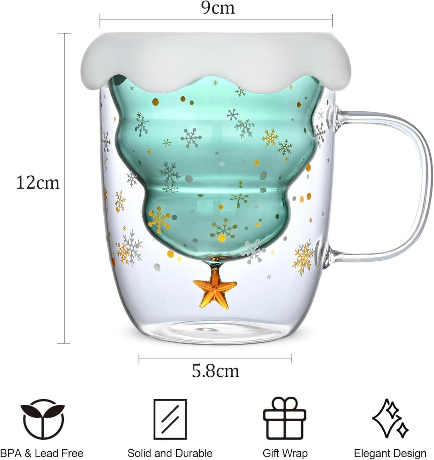 Joymaking Weihnachtstasse Grinch Doppelwandige Kaffeeglas 250-300ml